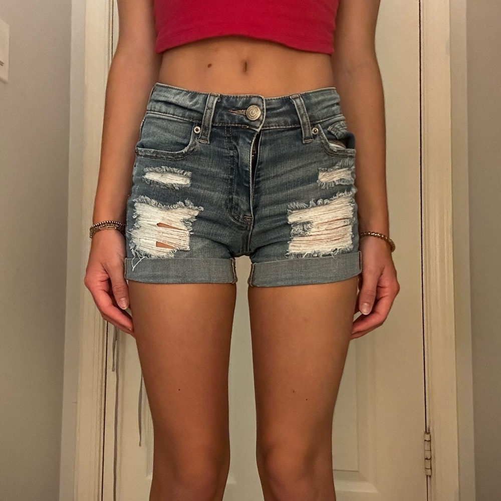 Aeropostale Distressed Blue Jean Shorts